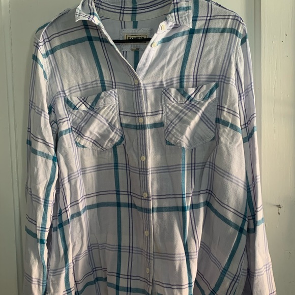 EXPRESS blue flannel - Picture 1 of 1